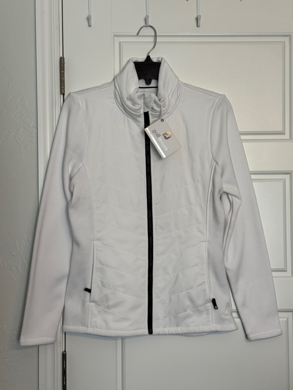 NWT footjoy full-zip quilted jacket in white with embroidery